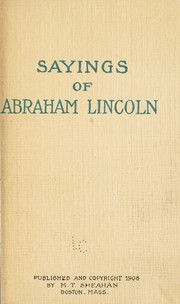 Cover of: Sayings of Abraham Lincoln. by Abraham Lincoln