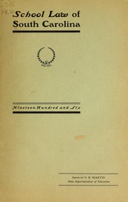Cover of: School law of South Carolina.: Nineteen hundred and six.