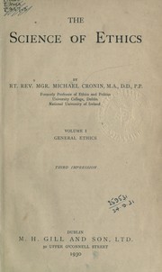 Cover of: The science of ethics by Cronin, Michael