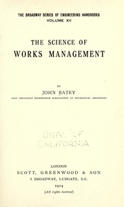 Cover of: The science of works management