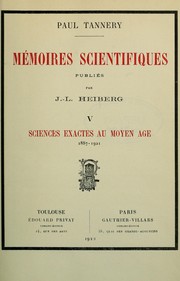Cover of: Sciences exactes au Moyen âge, 1887-1921