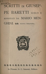 Cover of: Scritti by Giuseppe Marco Antonio Baretti