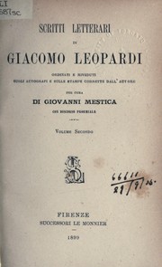 Cover of: Scritti letterari by Giacomo Leopardi