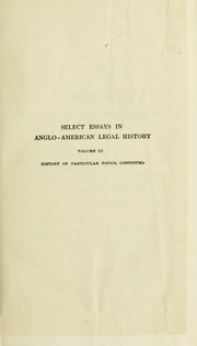 Cover of: Select essays in Anglo-American legal history