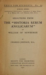 Cover of: Selections from the "Historia rerum anglicarum" of William of Newburgh, by Charles Johnson, M. A. by William of Newburgh