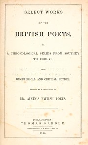 Cover of: Select works of the: in a chronological series from Southey to Croly