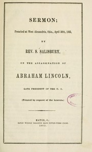 Sermon; preached at West Alexandria, Ohio, April 30th, 1865 by S Salisbury
