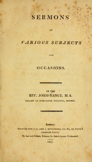 Cover of: Sermons on various subjects and occasions.