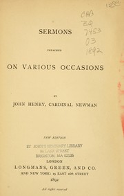 Cover of: Sermons preached on various occasions by John Henry Newman