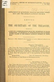 Cover of: Settlement of questions pending between Porto Rico and the Roman Catholic church