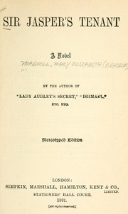 Cover of: Sir Jasper's tenant ; a novel