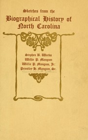 Cover of: Sketches from the Biographical history of North Carolina ... by Thomas Merritt Pittman