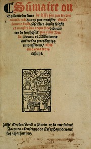 Cover of: Sũmaire ou epitome du liure de Asse fait par le commandemẽt du roy