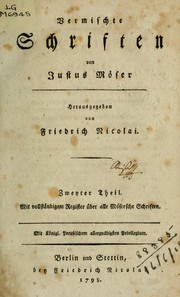 Cover of: Sämtliche Werke by Justus Möser