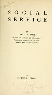 Cover of: Social service by Post, Louis Freeland, Post, Louis Freeland