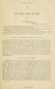 Cover of: Soil culture, cereals and fruits: evidence before the Select committee on agriculture and colonization, 1900.