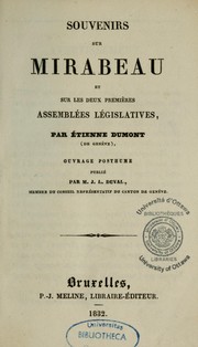 Cover of: Souvenirs sur Mirabeau et sur les deux premières assemblées législatives