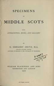 Cover of: Specimens of Middle Scots: with introduction, notes, and glossary