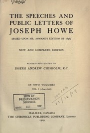 Cover of: Speeches and public letters by Joseph Howe