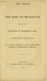 Cover of: The speech of the Earl of Mulgrave, &c. &c. &c