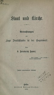 Cover of: Staat und Kirche: Betrachtungen zur Lage Deutschlands in der Gegenwart