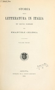 Cover of: Storia della letteratura in Italia ne' secoli barbari