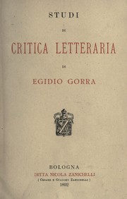 Cover of: Studi di critica letteraria by Egidio Gorra