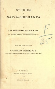 Cover of: Studies in Saiva-siddhanta by J.M. Nallaswami Pillai