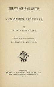 Cover of: Substance and show,  and other lectures