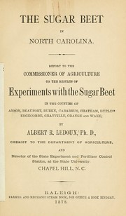 Cover of: The sugar beet in North Carolina by Albert R. Ledoux
