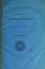 Cover of: Sull'antichissima cantilena Guillaresca del cod. Laurenz S. Croce XV, 6: nota
