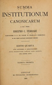 Cover of: Summa institutionum canonicarum, a Iosepho C. Ferrari by Giuseppe C Ferrari
