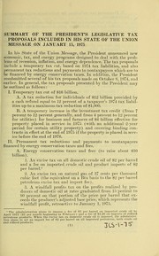 Cover of: Summary of the President's legislative tax proposals included in his State of the Union message on January 15, 1975