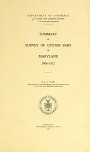 Cover of: Summary of survey of oyster bars of Maryland, 1906-1912