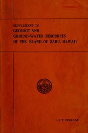 Cover of: Supplement to the Geology and ground-water resources of the island of Oahu, Hawaii