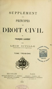 Cover of: Supplément aux Principes de droit civil de François Laurent