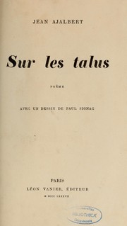 Cover of: Sur les talus: poème