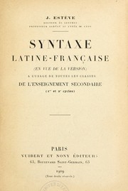 Cover of: Syntaxe latine-française by J. Estève