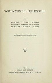 Cover of: Systematische philosophie by von W. Dilthey, A. Riehl [u.a.]