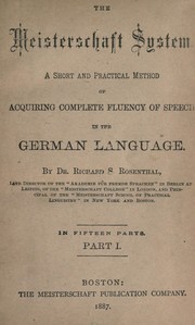 Cover of: The meisterschaft system by Rosenthal, Richard S.