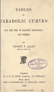 Cover of: Tables of parabolic curves: For the use of railway engineers and others