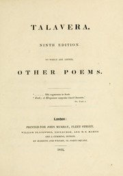 Cover of: Talavera.: To which are added other poems.