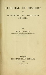 Cover of: Teaching of history in elementary and secondary schools