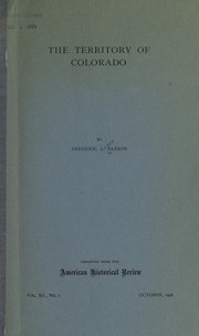 Cover of: The territory of Colorado