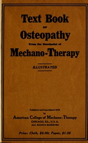 Cover of: Text-book of osteopathy: from the standpoint of mechano-therapy