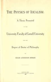 The physics of idealism by Edgar Lenderson Hinman