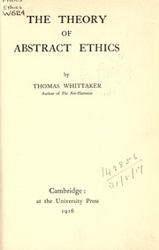 Cover of: The theory of abstract ethics