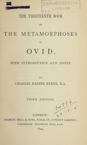 Cover of: The thirteenth book of the Metamorphoses: With introd. and notes by Charles Haines Keene