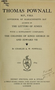 Cover of: Thomas Pownall, governor of Massachusetts Bay, author of The letters of Junius by Charles Assheton Whately Pownall