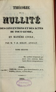 Cover of: Théorie sur la nullité des conventions et des actes de tout genre, en matière civile